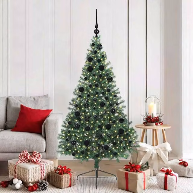 Berkfield Home Pre-lit Artificial Christmas Tree, Green, Height: 180 cm