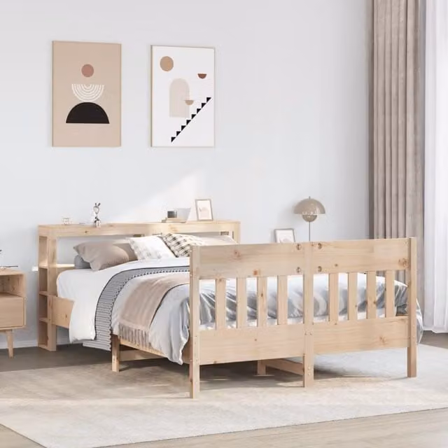 Berkfield Home Rustic Solid Wood Pine Bed Frame in Brown, W/D/H: 160 x 200 cm