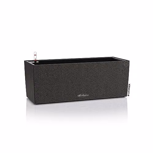 Lechuza BALCONERA Stone 50 Self Watering Planter in Graphite Black, W/D/H: 50 x 19 x 19 cm