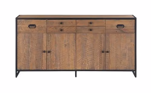 Baumhaus Ooki Large Door and Drawer Sideboard in Brown Rustic Wood – 1