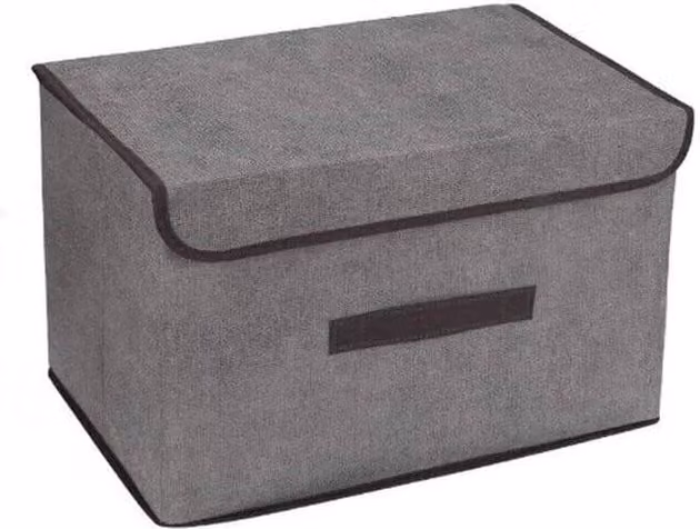 FORGEVIO Set of 3 Large Foldable Fabric Storage Boxes with Lids, Grey – 1
