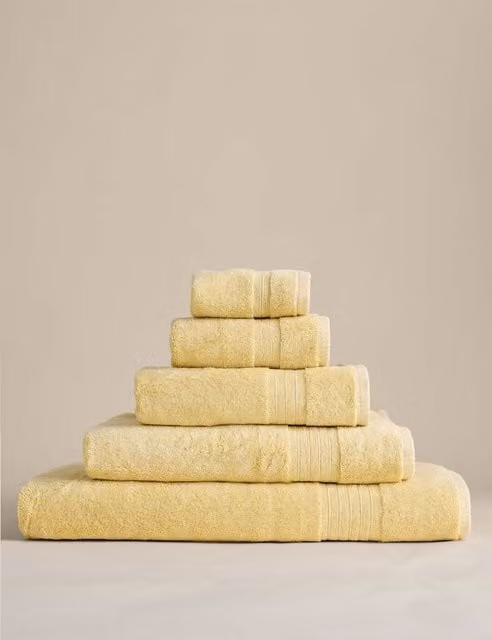 M&S Egyptian Cotton Fluffy Quick Drying Towel in Yellow