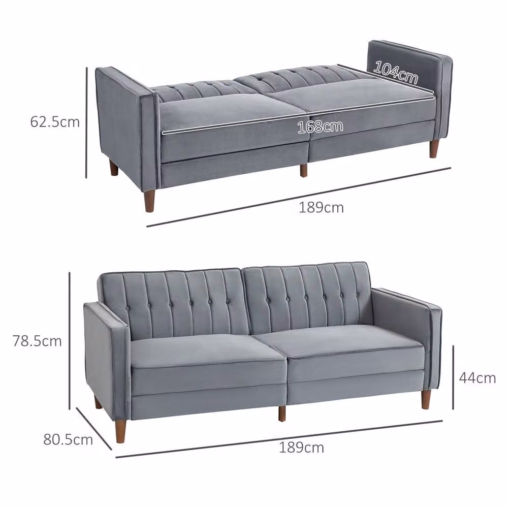 Wyld Haus Toelfa 3 Seater Convertible Sofa Bed in Dark Grey Velvet – 3