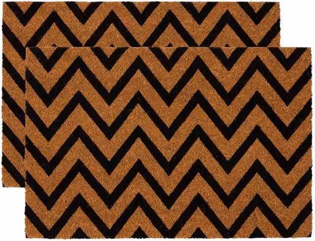 Nicola Spring Coir Door Mat Set of 2, Zig Zag Graphic Design, Brown and Multicolour, W/D: 60 x 40 cm – 5