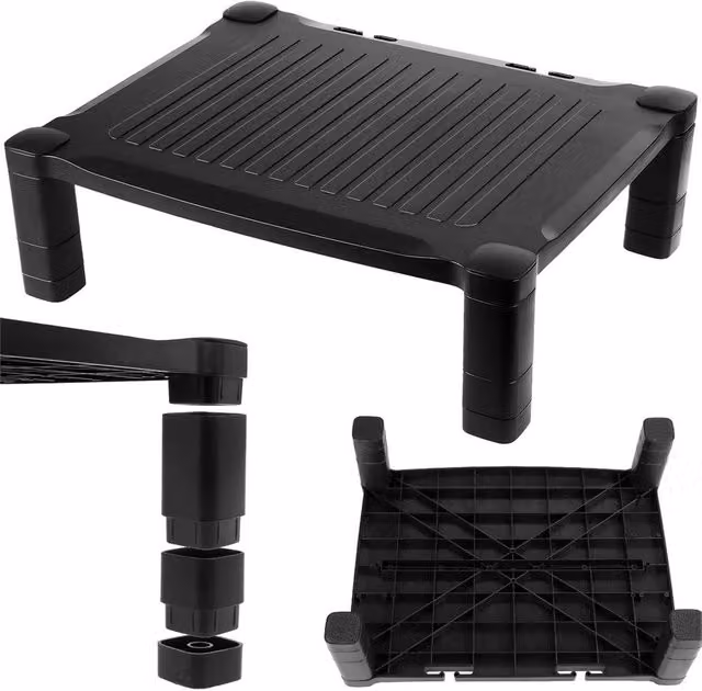 Nordara Black Matt Monitor Stand Screen Riser for Computer or Laptop, W: 43.5 cm, D: 33.5 cm, H: 13.3 cm – 1