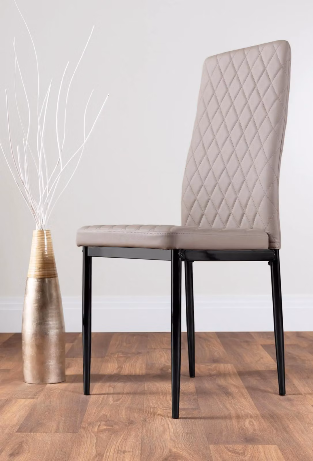 FurnitureboxUK Carson White Marble Effect Dining Table and 4 Milan Black Leg Chairs in Beige – 3