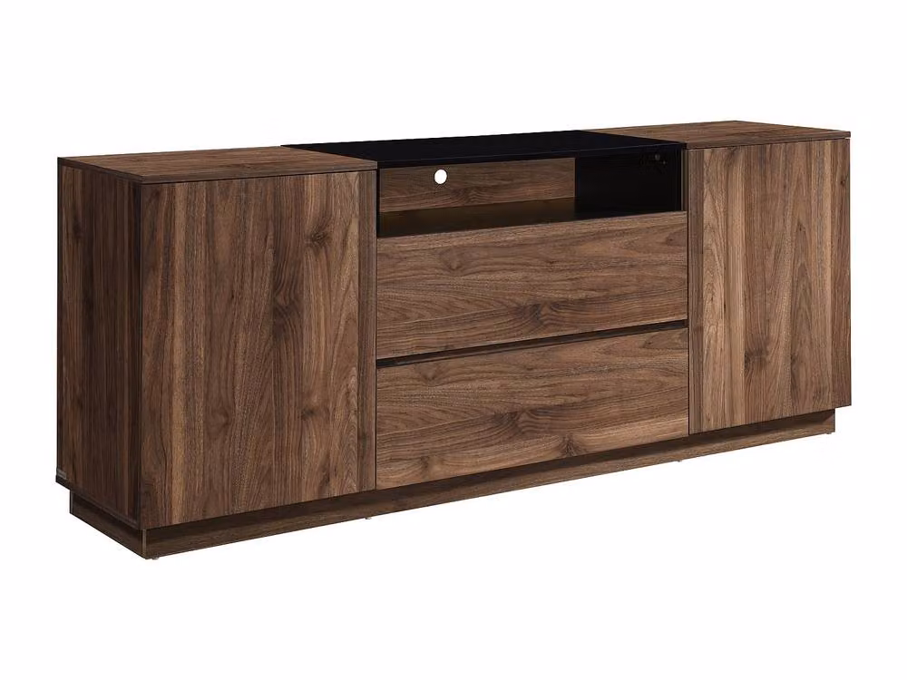 Vente-unique Modern Sideboard with 2 Doors, 2 Drawers and 1 Niche in Dark Natural and Black – 2