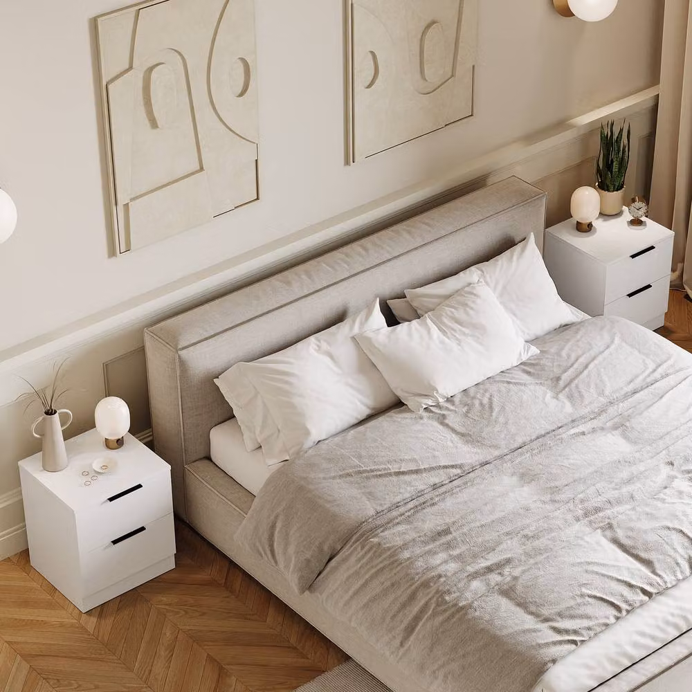 Vida Designs Trega 2 Drawer Bedside Chest Space Saving Unit, Set of 2, White – 2