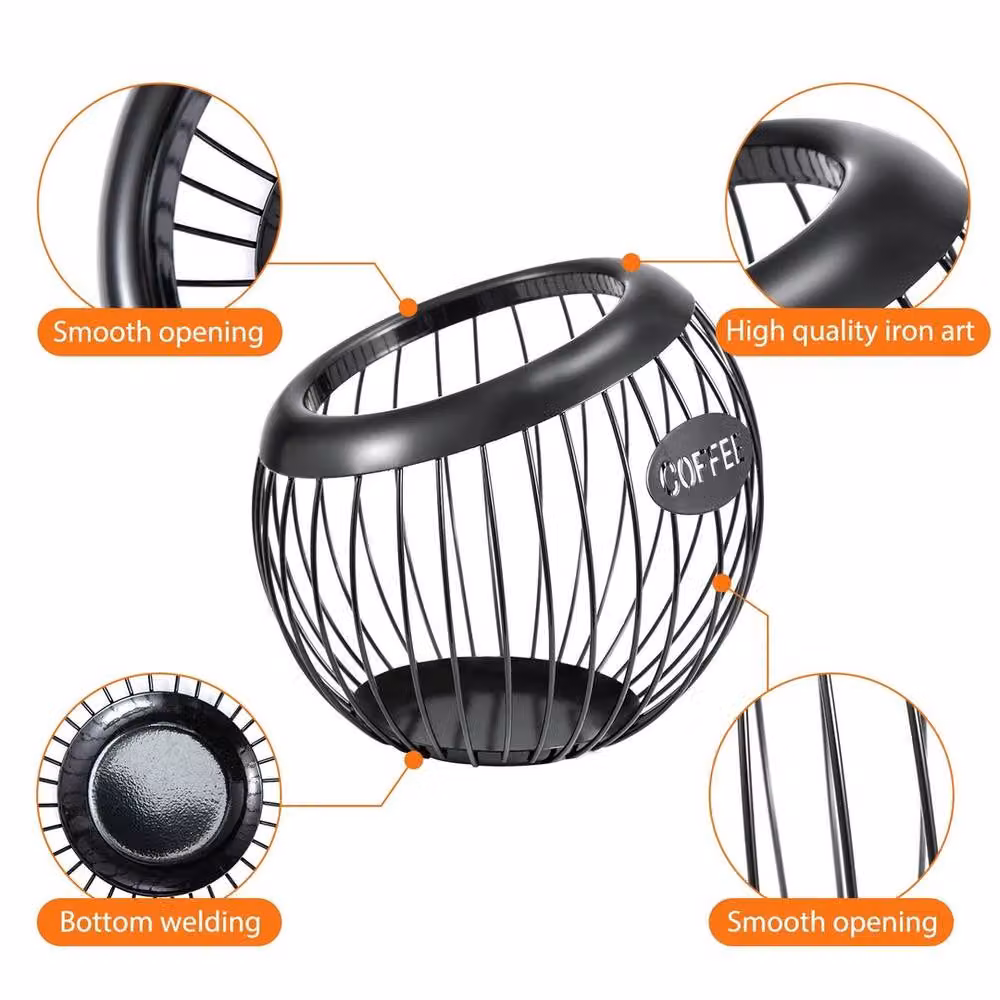 FLAVORA Black Large Capacity Coffee Pod Holder Basket Organiser – 4