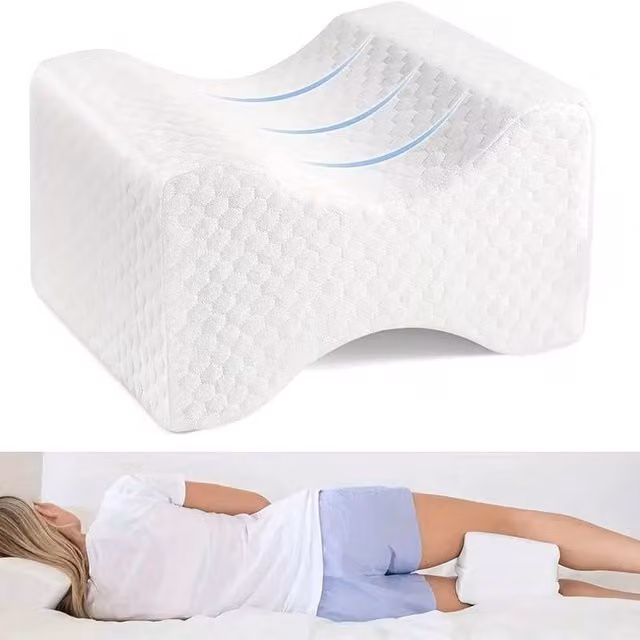 FLAVORA Adjustable Contoured Memory Foam Knee and Back Support Wedge Pillow in White