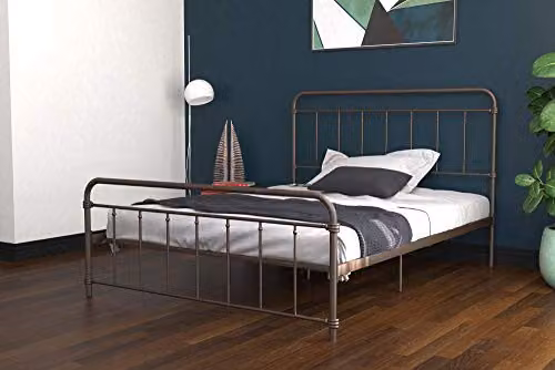 DHP Furniture Wallace Metal Double Bed in Bronze, W/D/H: 145 x 140 x 198 cm – 5