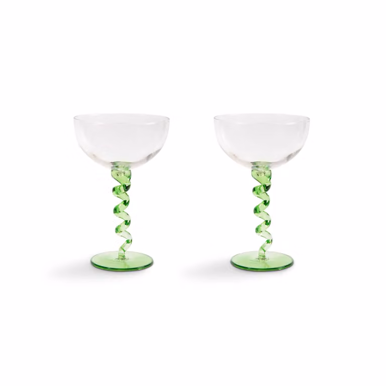 &Klevering Spiral Green Cocktail Coupe Glass Set of 2