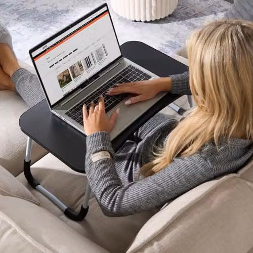 OHS Foldable Wooden Laptop Table and Bed Tray in Anthracite, W/D/H: 60 x 35 x 26 cm – 3