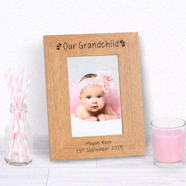 Uniqueful Personalised Our Grandchild Wood Picture Frame, Brown, W/H: 10 x 15 cm