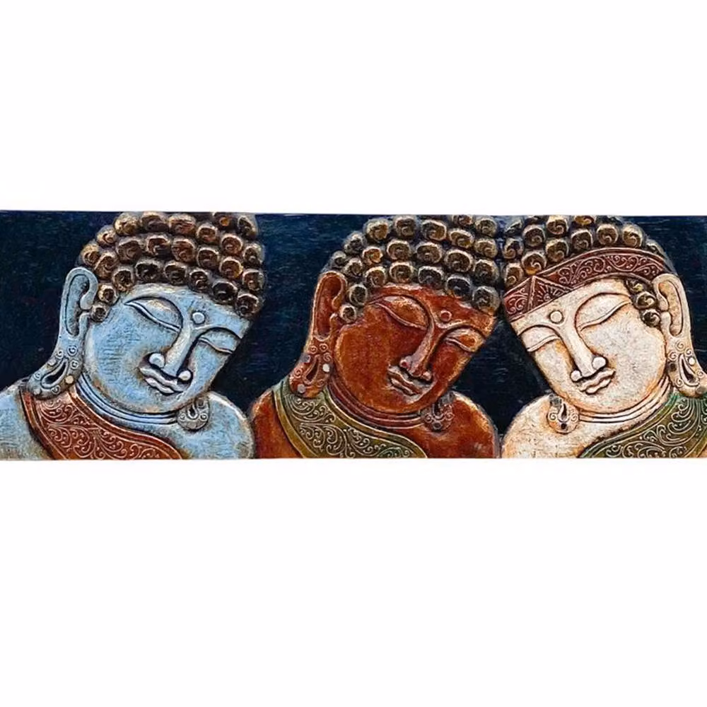 Minster Buddha Wood Wall Plaque, Multicolour, W: 100 cm, H: 18 cm, D: 2 cm – 2
