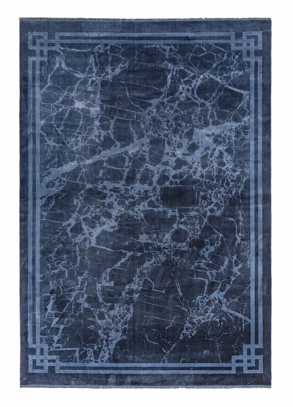 The Rug Shop UK Blue Abstract Modern Polyester Rug with Cotton Backing, W: 200 cm, D: 290 cm – 4