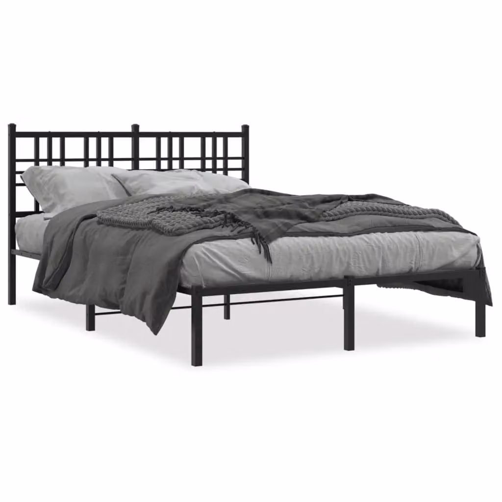 Berkfield Home Metal Bed Frame with Headboard, Black, W/D/H: 120 x 200 cm – 2
