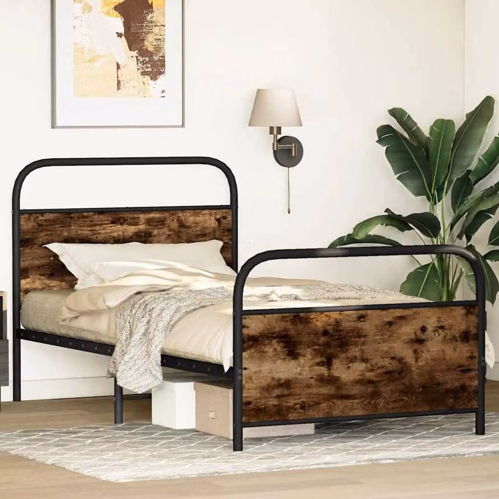 Berkfield Home Smoked Oak Bed Frame with Drawers in Brown, W/D/H: 100 x 190 cm – 3