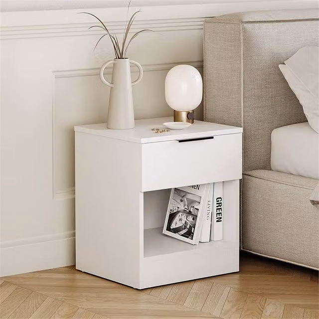 FORGEVIO Modern White 1 Drawer Chest of Drawers for Bedroom and Living Room