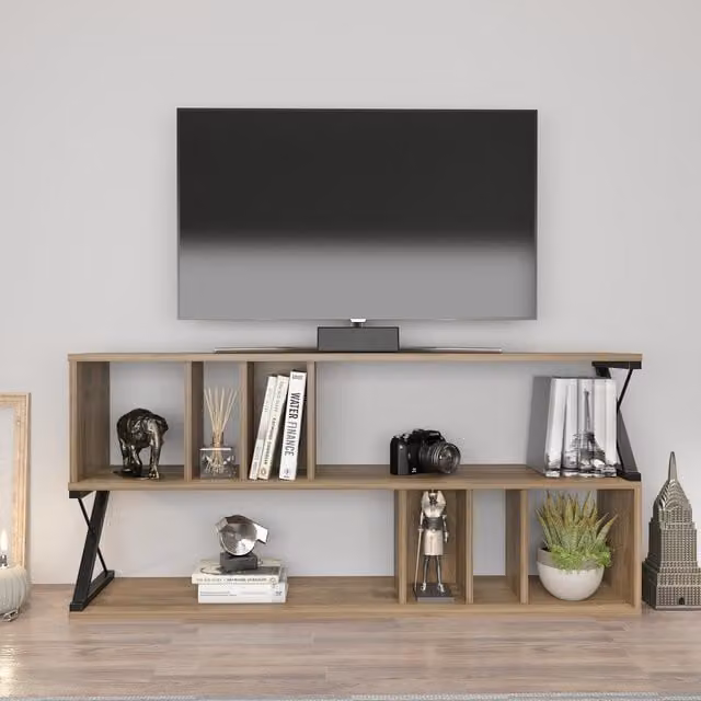 Termassini Industrial TV Unit and Stand for TVs up to 64 inch in Walnut Pattern and Black