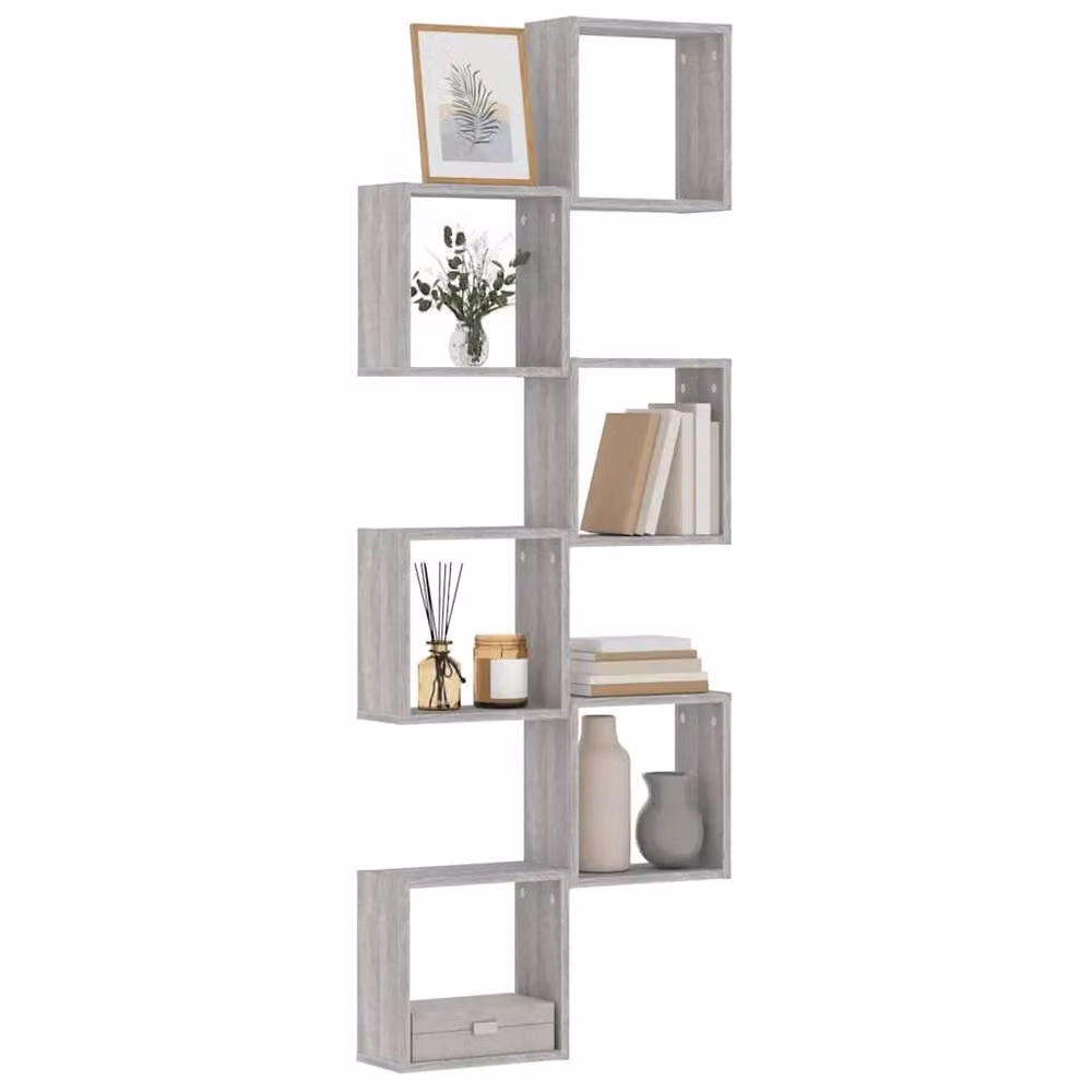 Berkfield Home Wall Cube Shelves, 6 Pieces, Grey Sonoma, W/D/H: 30 x 15 x 30 cm – 2