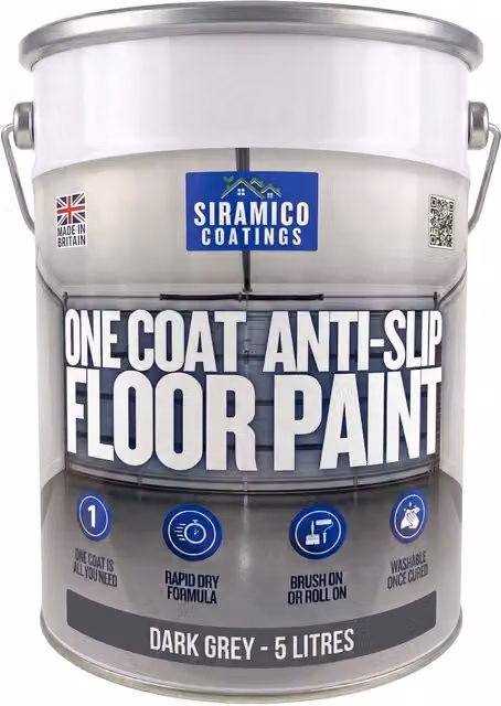 SIRAMICO COATINGS One Coat Anti-Slip Water-Based Floor Paint, Dark Grey, 5 l – 1