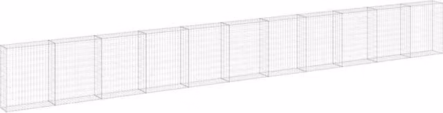 Berkfield Home Galvanised Steel Gabion Wall with Covers in Silver, W: 900 cm, D: 30 cm, H: 100 cm – 1