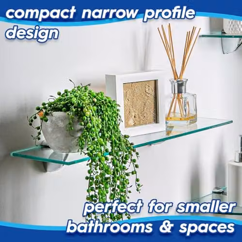 Harbour Housewares 6-Piece Set of Floating Glass Bathroom Shelves in Black and Transparent, W: 60 cm, D: 13 cm, H: 6 cm – 2