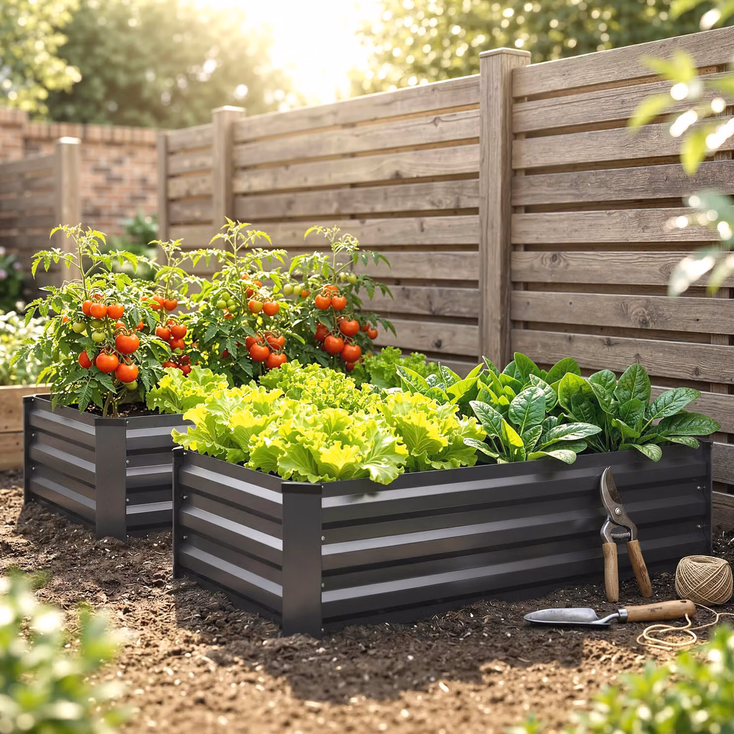 Outsunny Set of 2 Galvanised Steel Raised Garden Beds in Grey for Flowers, Herbs and Vegetables – 2