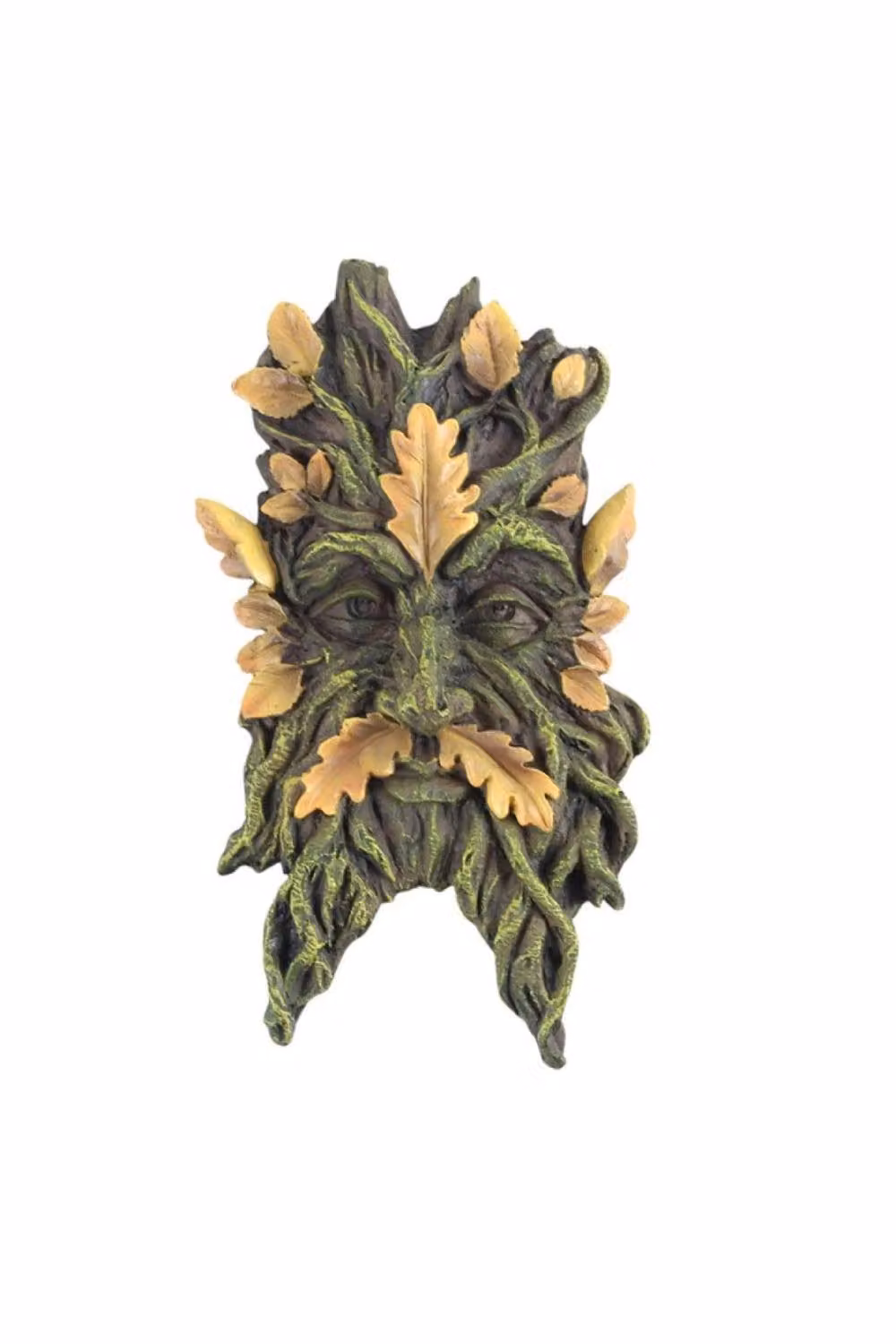 KDMD Green Man Yellow Oak Leaf Wall Plaque with Green and Yellow Autumnal Floral Design – 2