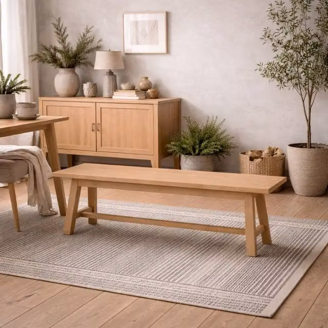 Wyld Haus Arklow Latte Wooden Bench in Beige, W: 180 cm, D: 40 cm, H: 45 cm – 1