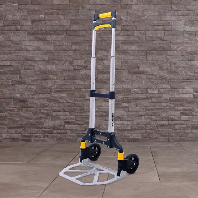 Bulldozer Foldable Aluminium Hand Truck, 70kg Capacity, Black, Silver and Yellow