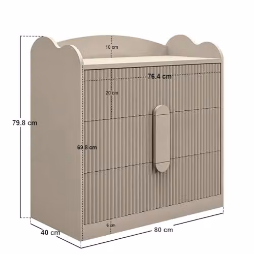 Flair Calista Ribbed Chest of 3 Drawers with Soft Close Drawers in Beige or Taupe W/D/H: 80 x 40 x 40 cm – 2