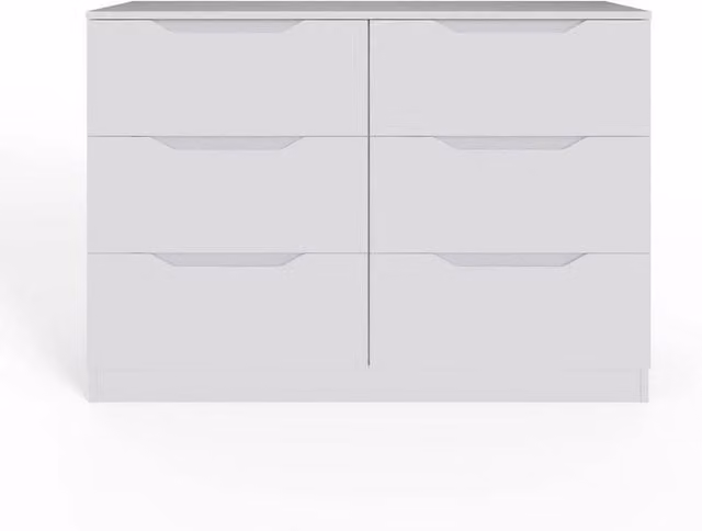 KORVIXA Matt White 6 Drawer Chest of Drawers with Recessed Handles W: 100 cm, D: 100 cm, H: 100 cm