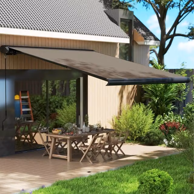 Outsunny Electric Motorised Awning with Cassette Case in Light Grey, W: 300 cm, D: 250 cm