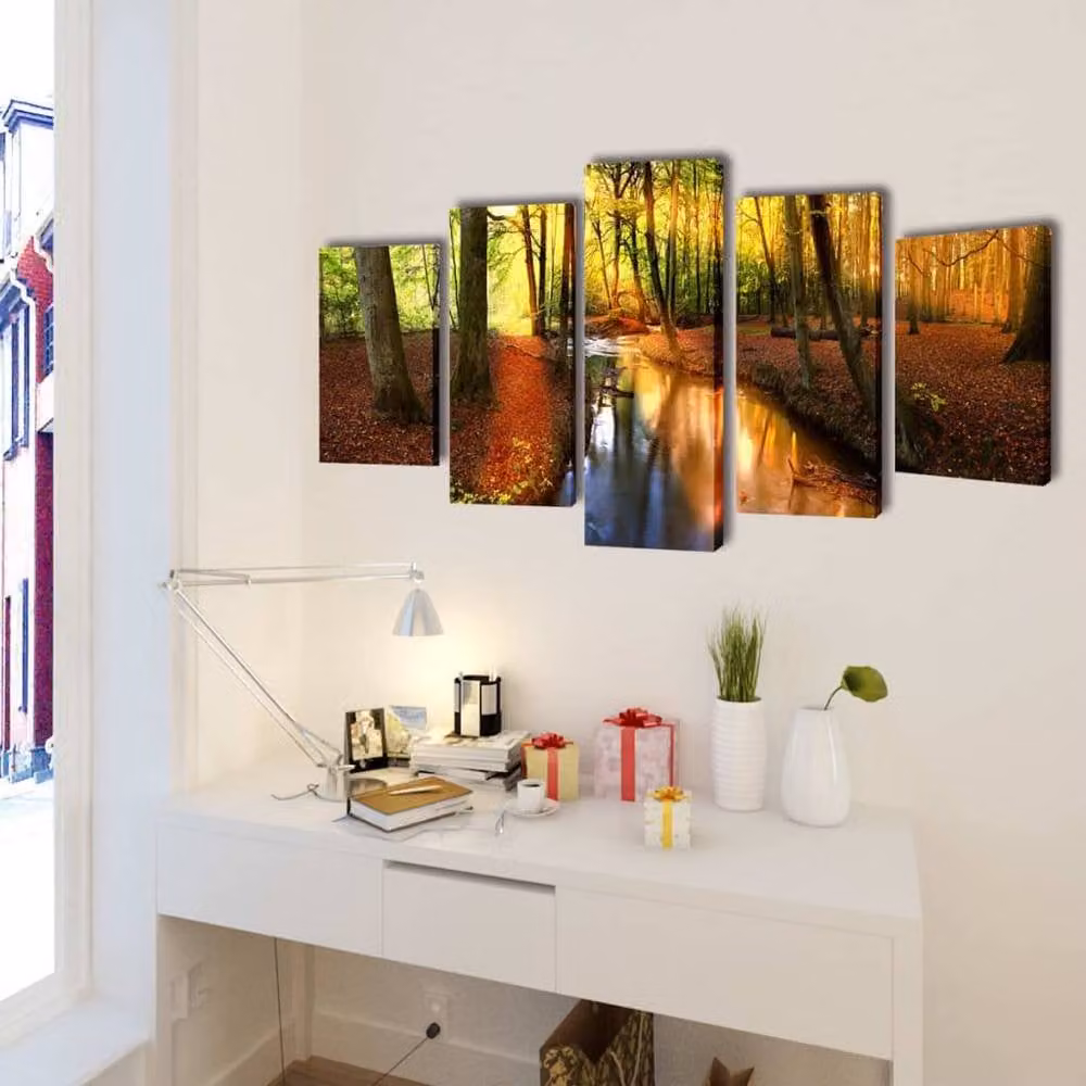 Berkfield Home Romantic Forest Canvas Wall Print Set, Multicolour, W: 200 cm, H: 100 cm – 2