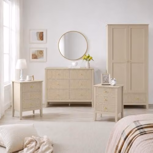 Melody Maison Hales Taupe Bedroom Furniture Set in Beige and Gold