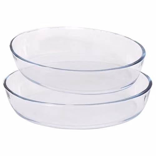 Argon Tableware Oval Glass Casserole Dish Set, 2-Piece Transparent Baking Set, Microwave and Freezer Safe