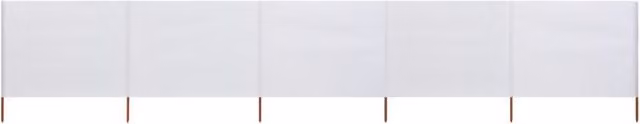 Berkfield Home 5-Panel Fabric Wind Screen in Sand White, W: 600 cm, H: 120 cm