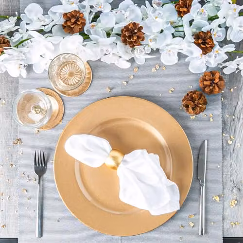 Argon Tableware 12pc Gold Metallic Charger Plates and Coasters Set in Melamine, Diameter: 33 cm – 2