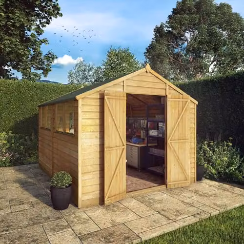 Mercia Brown Overlap Apex Double Door Garden Shed with Gable Roof W/D/H: 304.8 x 212.0 x 212.0 cm – 2