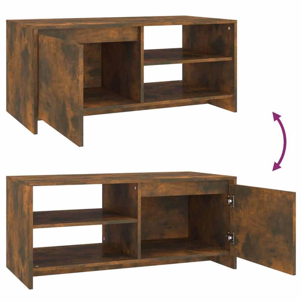 Berkfield Home Modern Rectangular Coffee Table in Smoked Oak Brown, W/D/H: 102 x 50 x 45 cm – 4
