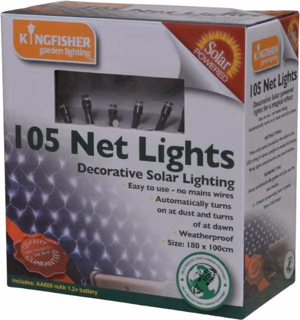 Samuel Alexander 105 Solar Powered LED Garden Net Lights in White with Dusk Sensor