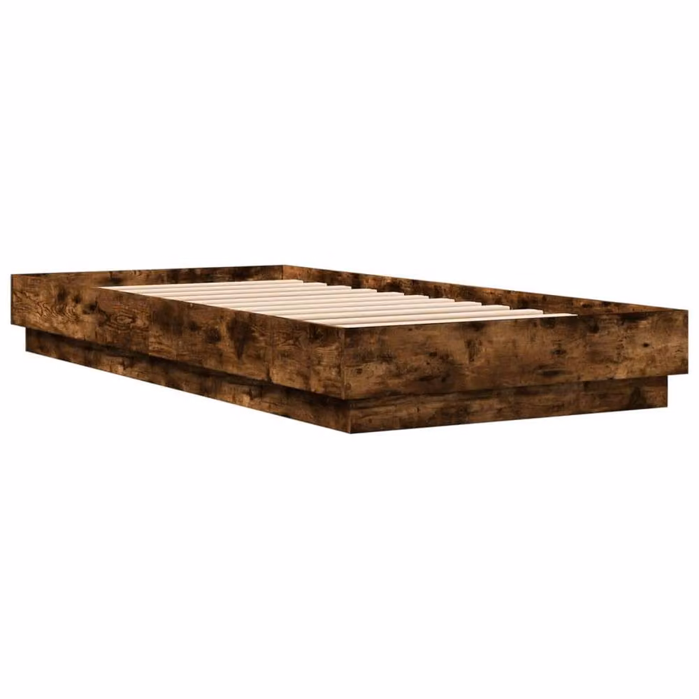 Berkfield Home Smoked Oak Bed Frame in Brown, W/D/H: 100 x 200 cm – 3