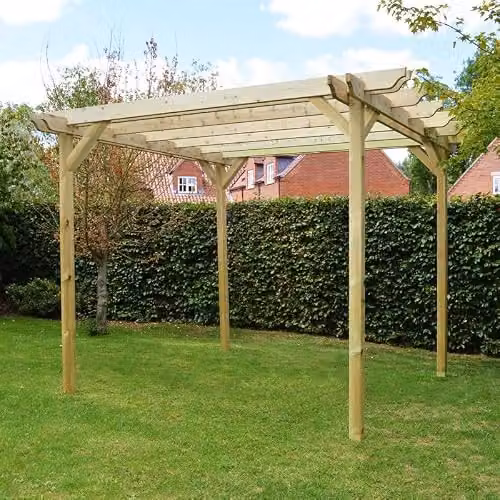 Buttercup Farm Double Wood Garden Pergola in Green, W: 300 cm, D: 240 cm, H: 270 cm – 2