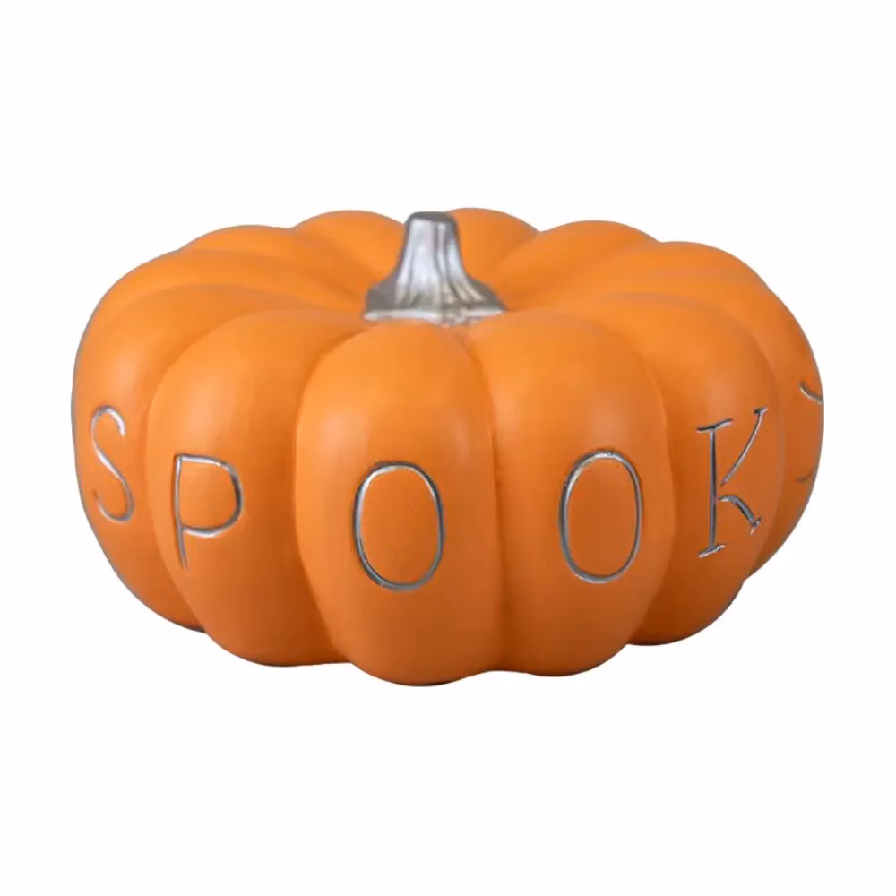 Garden Greatness Set of 3 Terracotta Ceramic Halloween Pumpkins in Orange and Silver – 2