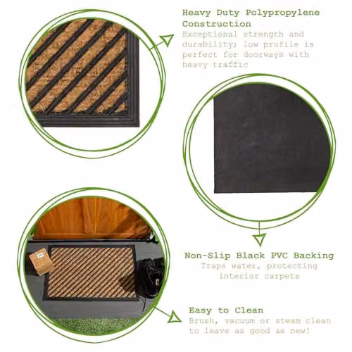 Nicola Spring Heavy Duty Non-Slip Door Mats, Pack of 2, Brown, W/D: 60 x 40 cm – 4
