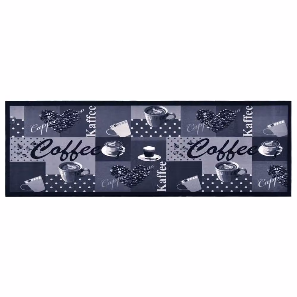 Berkfield Home Washable Abstract Kitchen Carpet, Blue and Multicolour, W: 60 cm, L: 300 cm