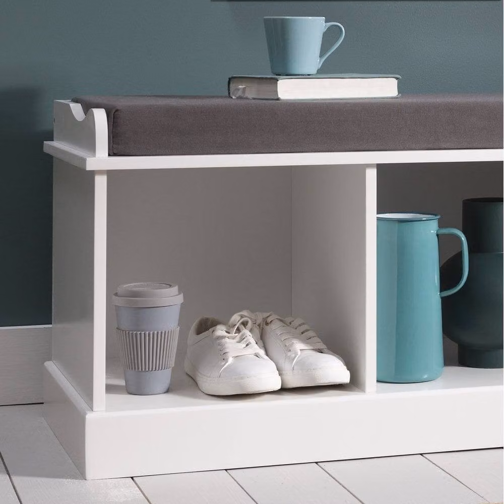 Nöa and Nani Stockholm Storage Bench with 2 Rattan Baskets in White – 2