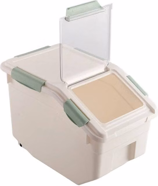 PAWNORA 10kg Rice Storage Container in Green and Cream White – 1